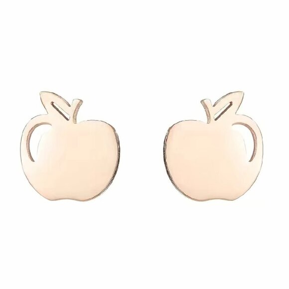 Apple for the School Teacher Stainless Steel Stud Small Earrings #1123 - Picture 6 of 6
